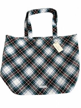Vera Bradley Grand Tote Snowy Plaid NWT Quilted Cotton Travel Bag